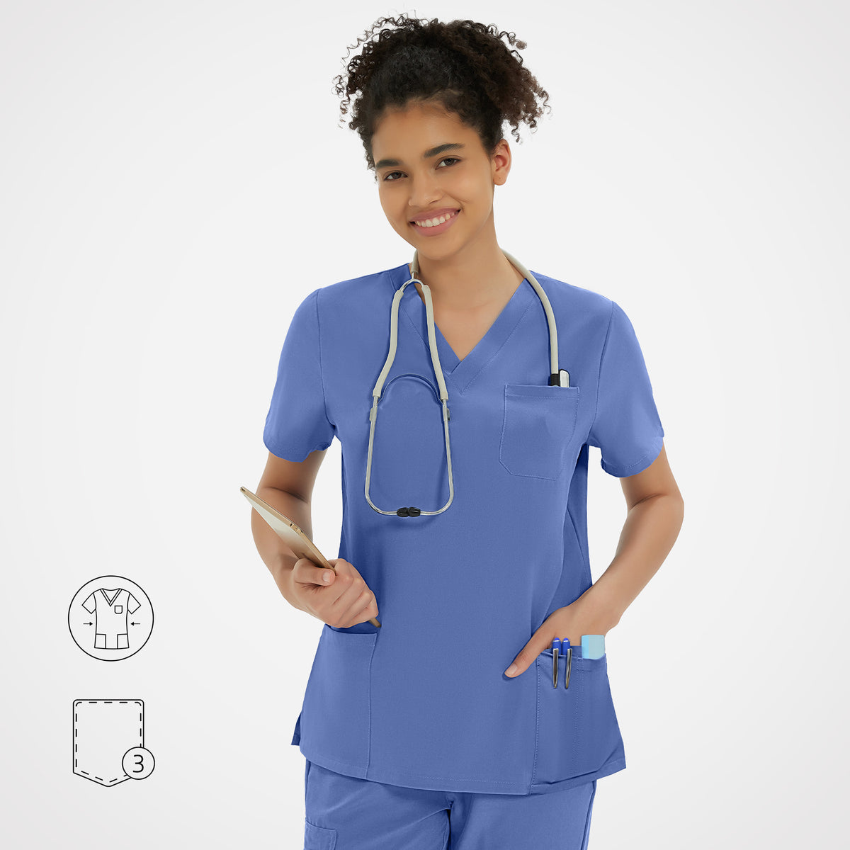 Clara Air V-Neck Scrub Top